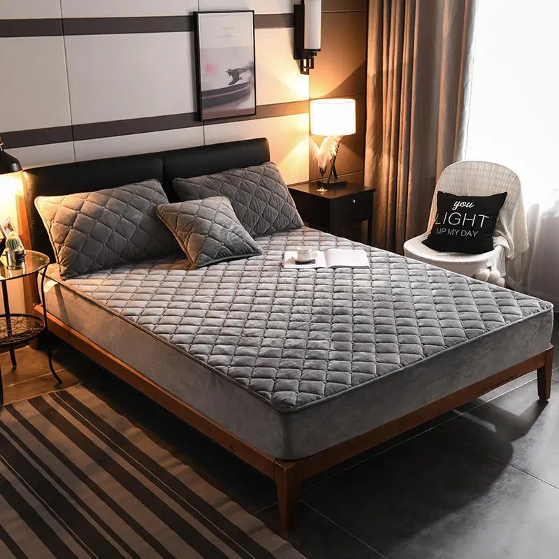 Housse de Matelas Velours Moderne VELZIO Classic Gray-135cmx200cm