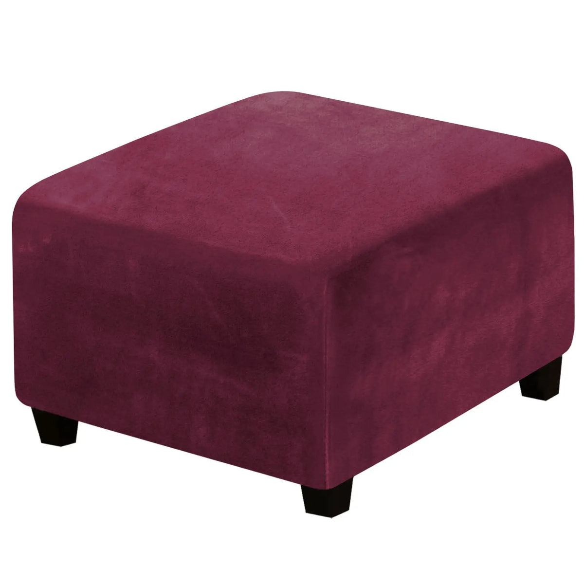 Housse de Pouf Velours Extensible **VELIDO** Wine Red-Sofa Cover