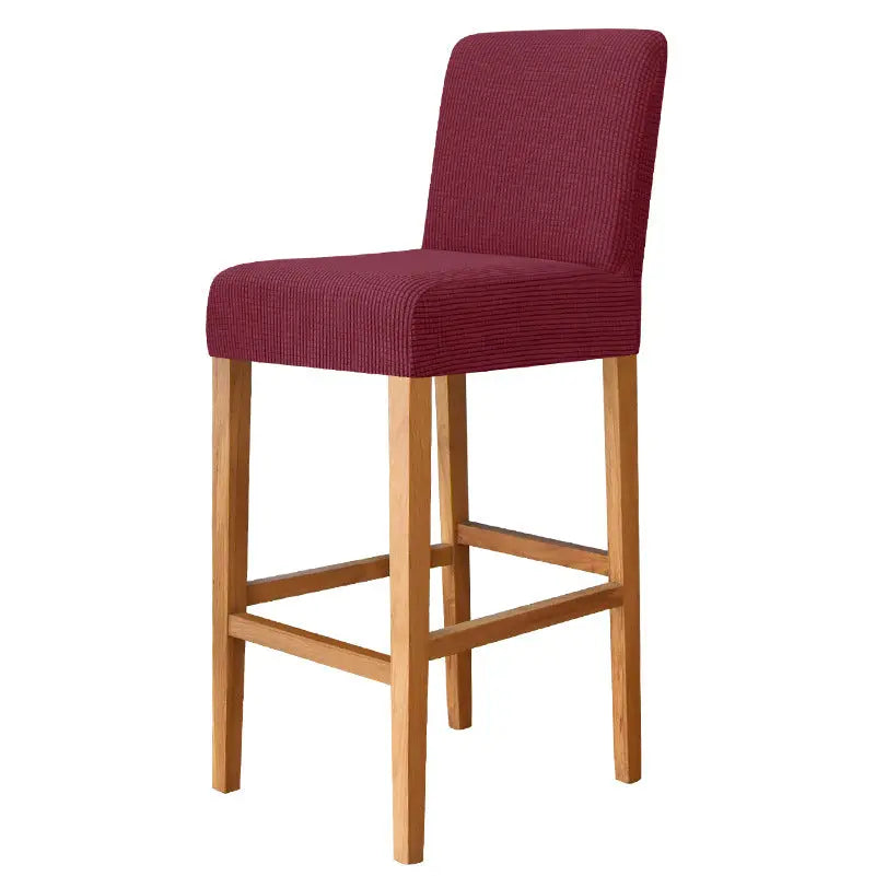 Housse de Tabouret Extensible FLANELLA 20 Wine Red-Bar Chair Cover Short Back