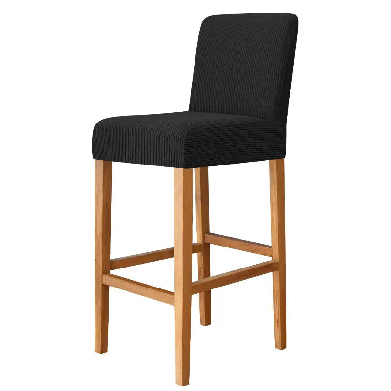 Housse de Tabouret Extensible FLANELLA 22 Very Black-Bar Chair Cover Short Back