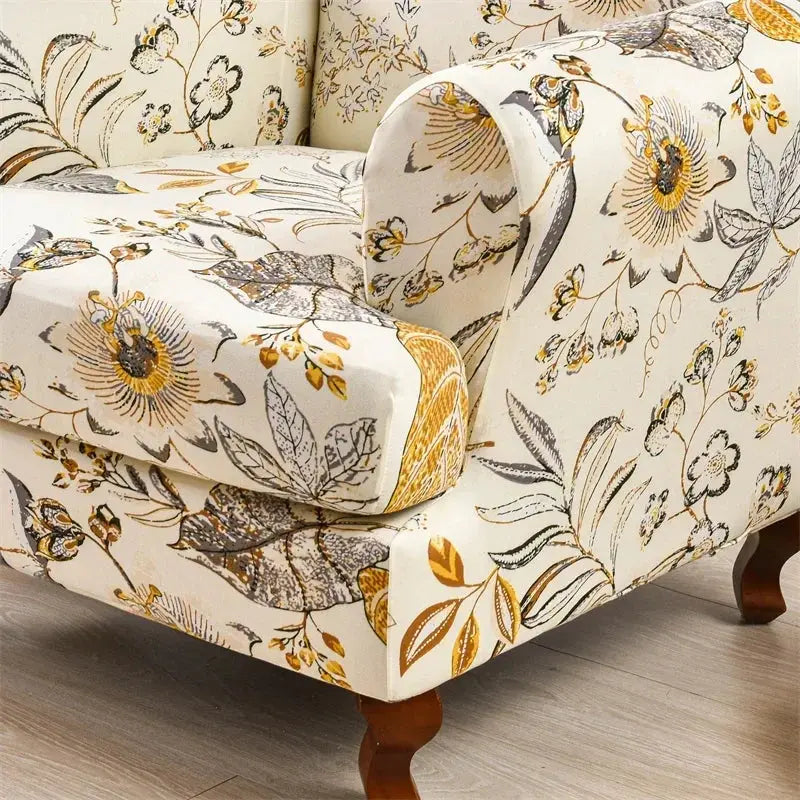 Housse de chaise à ailes extensibles, imprimé Floral, housse de fauteuil à ailes, protection de canapé à dossier incliné pour détente unique avec housses de coussin Housse de France