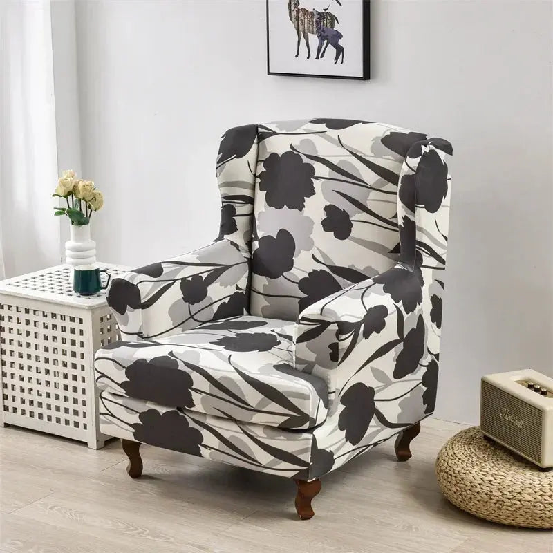 Housse de chaise à ailes extensibles, imprimé Floral, housse de fauteuil à ailes, protection de canapé à dossier incliné pour détente unique avec housses de coussin Housse de France