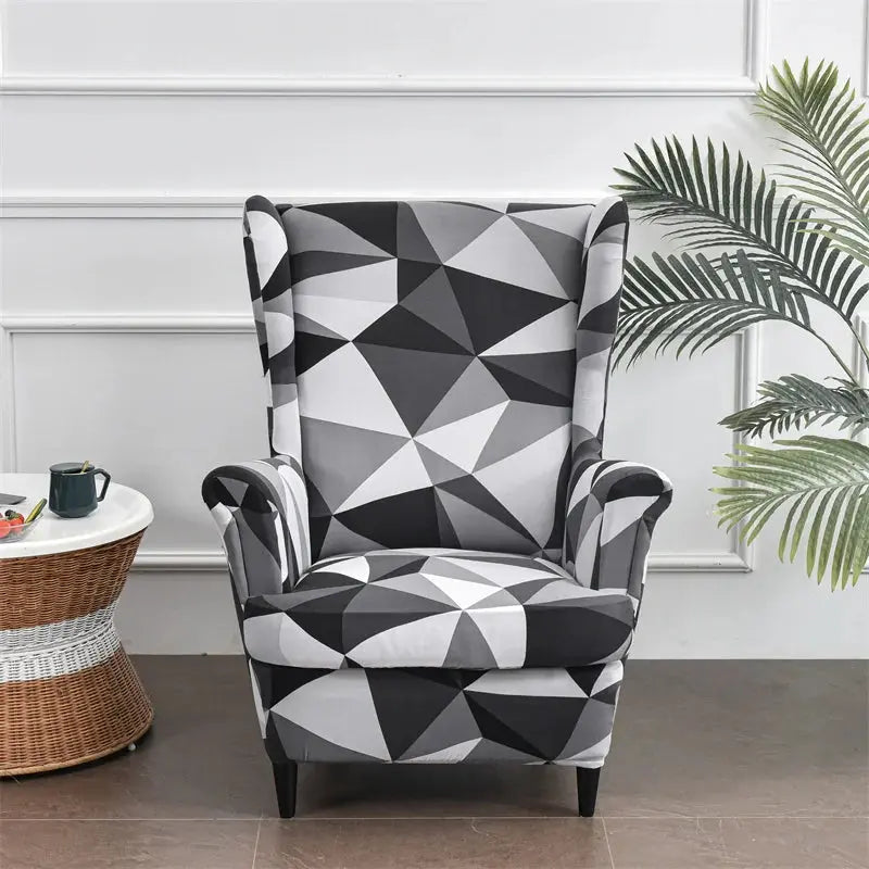 Housse de chaise à ailes imprimées feuilles, housse de fauteuil extensible en Spandex, style nordique amovible, housse de canapé relaxante, housse de protection pour meubles Housse de France