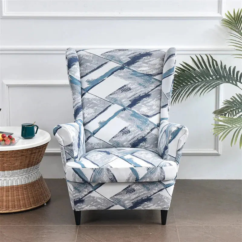 Housse de chaise à ailes imprimées feuilles, housse de fauteuil extensible en Spandex, style nordique amovible, housse de canapé relaxante, housse de protection pour meubles Housse de France