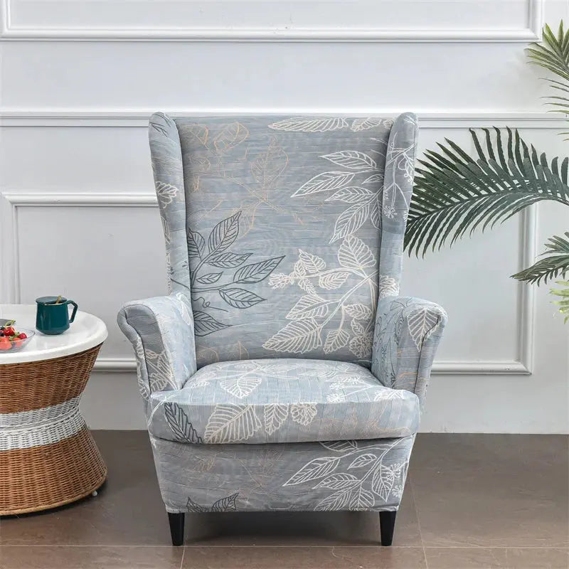 Housse de chaise à ailes imprimées feuilles, housse de fauteuil extensible en Spandex, style nordique amovible, housse de canapé relaxante, housse de protection pour meubles Housse de France