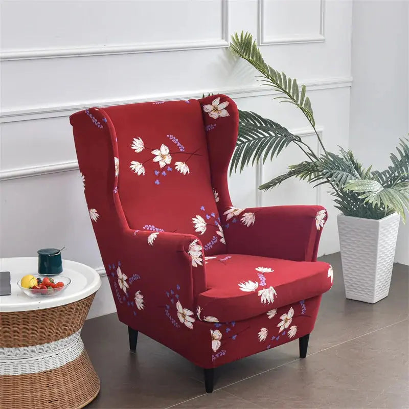 Housse de chaise à oreilles imprimées de fleurs, housse de fauteuil extensible en Spandex, moderne, amovible, pour canapé de détente, housse de protection pour meubles Housse de France