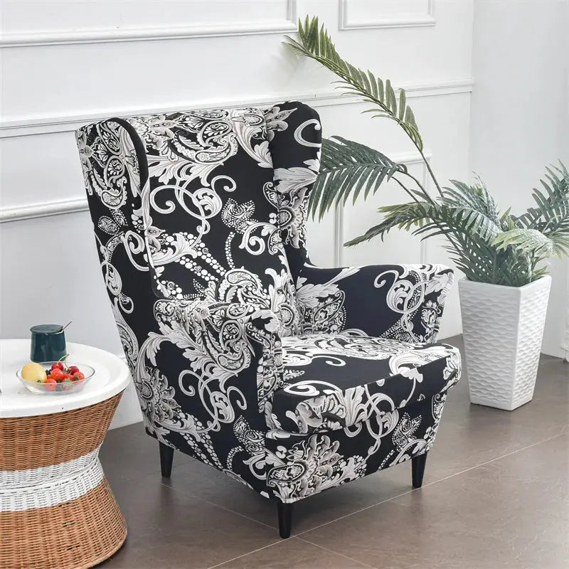 Housse de chaise à oreilles imprimées de fleurs, housse de fauteuil extensible en Spandex, moderne, amovible, pour canapé de détente, housse de protection pour meubles Housse de France