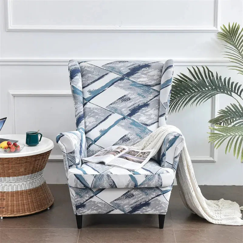 Housse de chaise à oreilles imprimées de fleurs, housse de fauteuil extensible en Spandex, moderne, amovible, pour canapé de détente, housse de protection pour meubles Housse de France