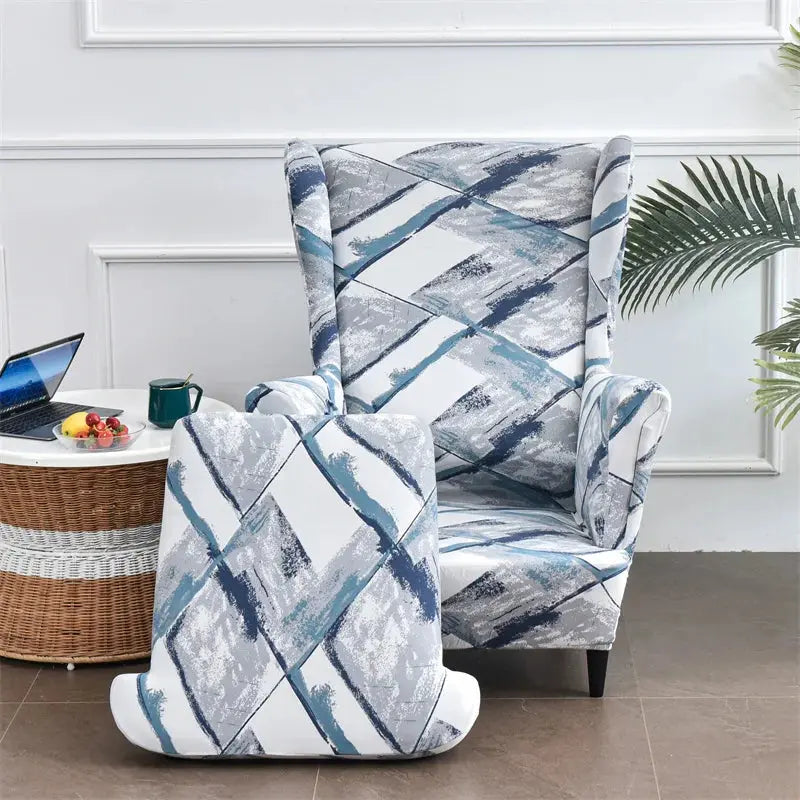 Housse de chaise à oreilles imprimées de fleurs, housse de fauteuil extensible en Spandex, moderne, amovible, pour canapé de détente, housse de protection pour meubles Housse de France