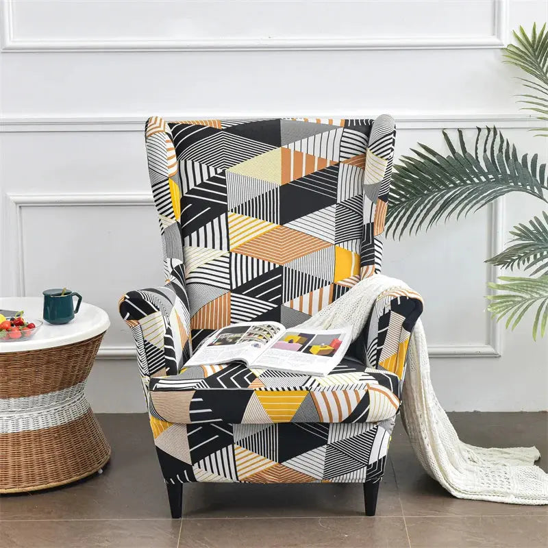 Housse de chaise à oreilles imprimées de fleurs, housse de fauteuil extensible en Spandex, moderne, amovible, pour canapé de détente, housse de protection pour meubles Housse de France