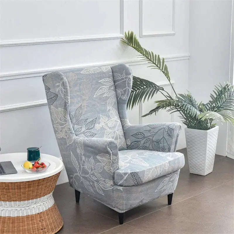 Housse de chaise à oreilles imprimées de fleurs, housse de fauteuil extensible en Spandex, moderne, amovible, pour canapé de détente, housse de protection pour meubles Housse de France