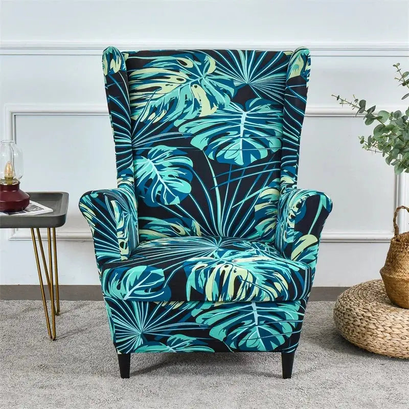 Housse de protection extensible pour fauteuil, fauteuil à ailes de plantes tropicales, en Spandex, style nordique, amovible, pour canapé Housse de France