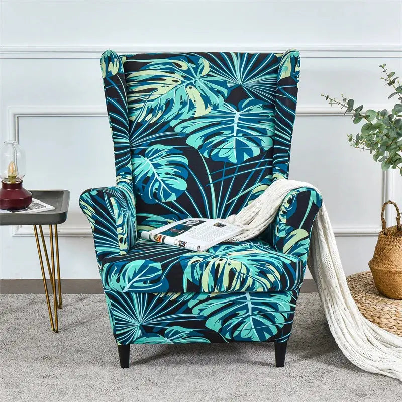 Housse de protection extensible pour fauteuil, fauteuil à ailes de plantes tropicales, en Spandex, style nordique, amovible, pour canapé Housse de France
