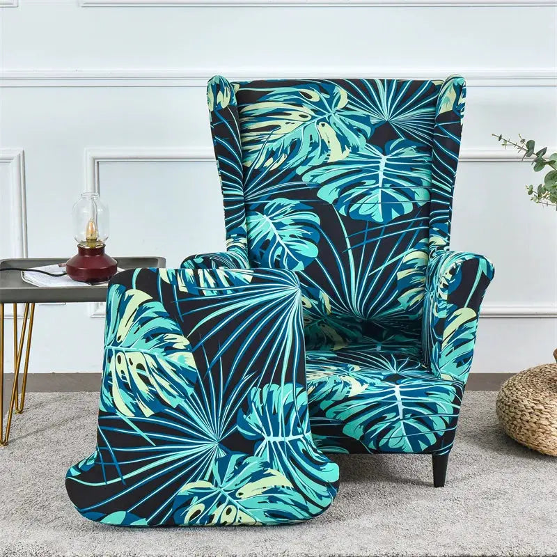 Housse de protection extensible pour fauteuil, fauteuil à ailes de plantes tropicales, en Spandex, style nordique, amovible, pour canapé Housse de France
