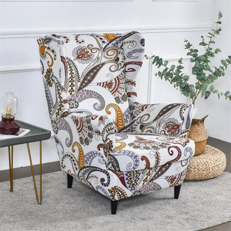 Housse de protection extensible pour fauteuil, fauteuil à ailes de plantes tropicales, en Spandex, style nordique, amovible, pour canapé Housse de France