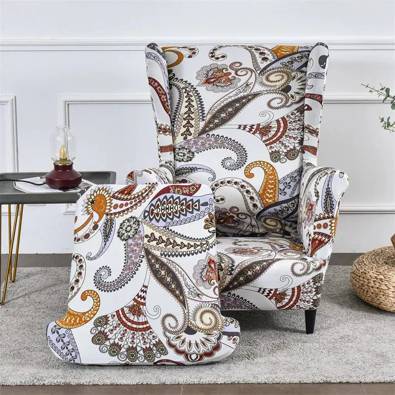 Housse de protection extensible pour fauteuil, fauteuil à ailes de plantes tropicales, en Spandex, style nordique, amovible, pour canapé Housse de France