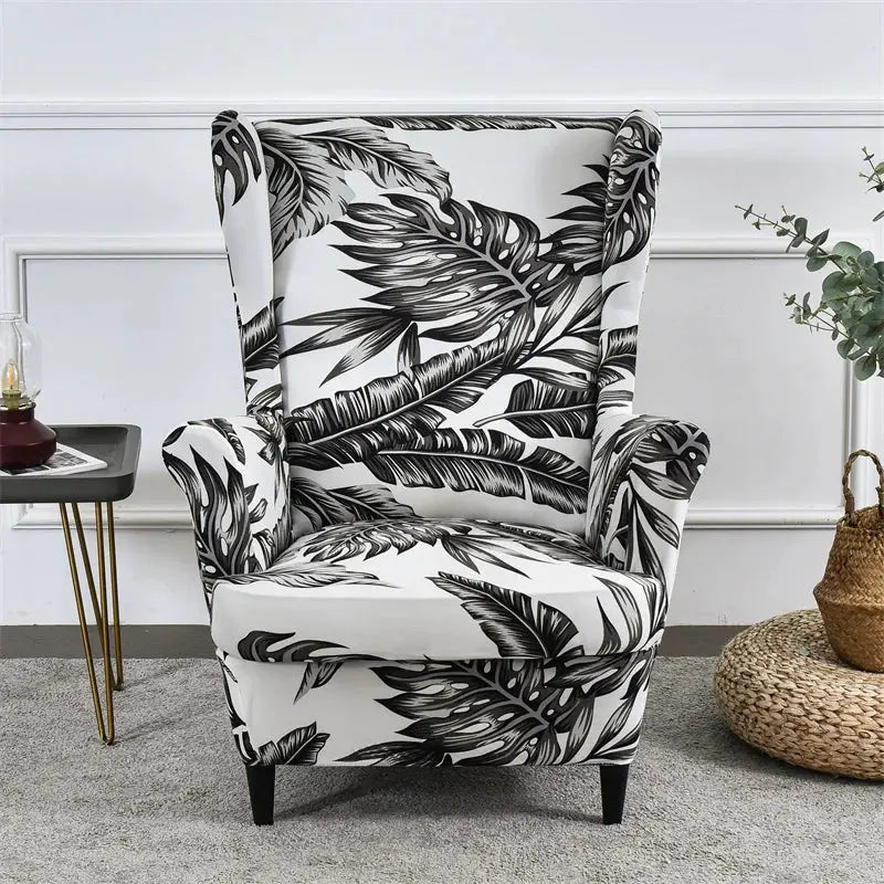 Housse de protection extensible pour fauteuil, fauteuil à ailes de plantes tropicales, en Spandex, style nordique, amovible, pour canapé Housse de France