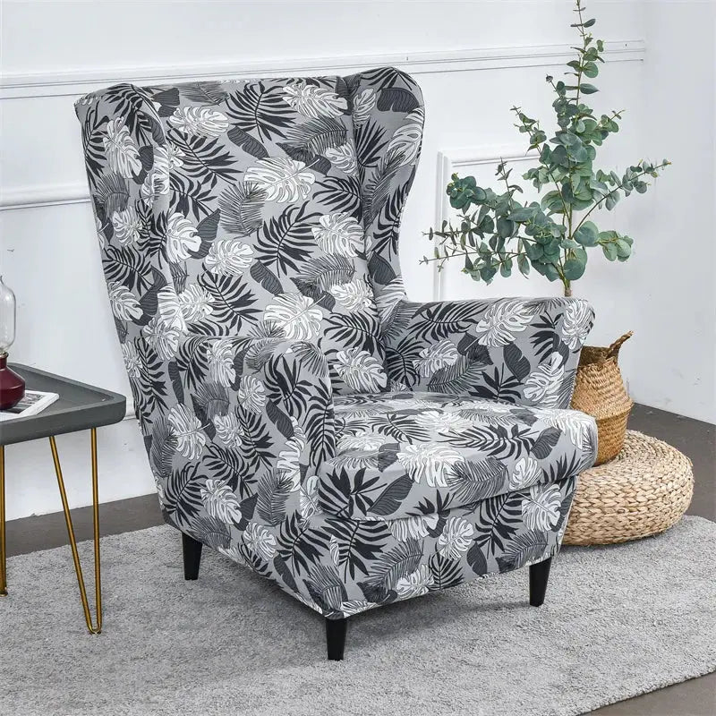 Housse de protection extensible pour fauteuil, fauteuil à ailes de plantes tropicales, en Spandex, style nordique, amovible, pour canapé Housse de France