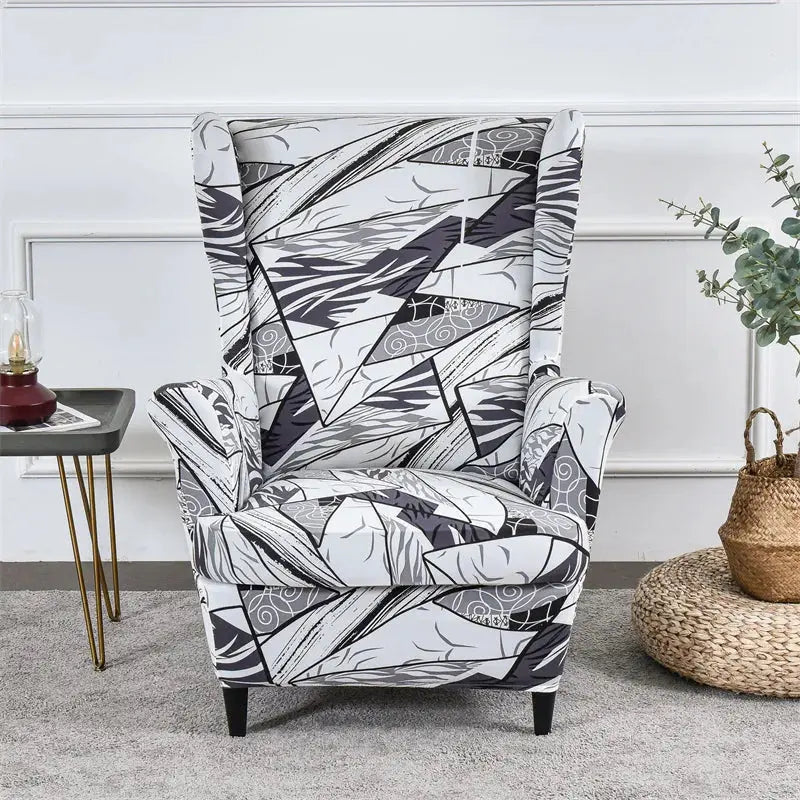 Housse de protection extensible pour fauteuil, fauteuil à ailes de plantes tropicales, en Spandex, style nordique, amovible, pour canapé Housse de France