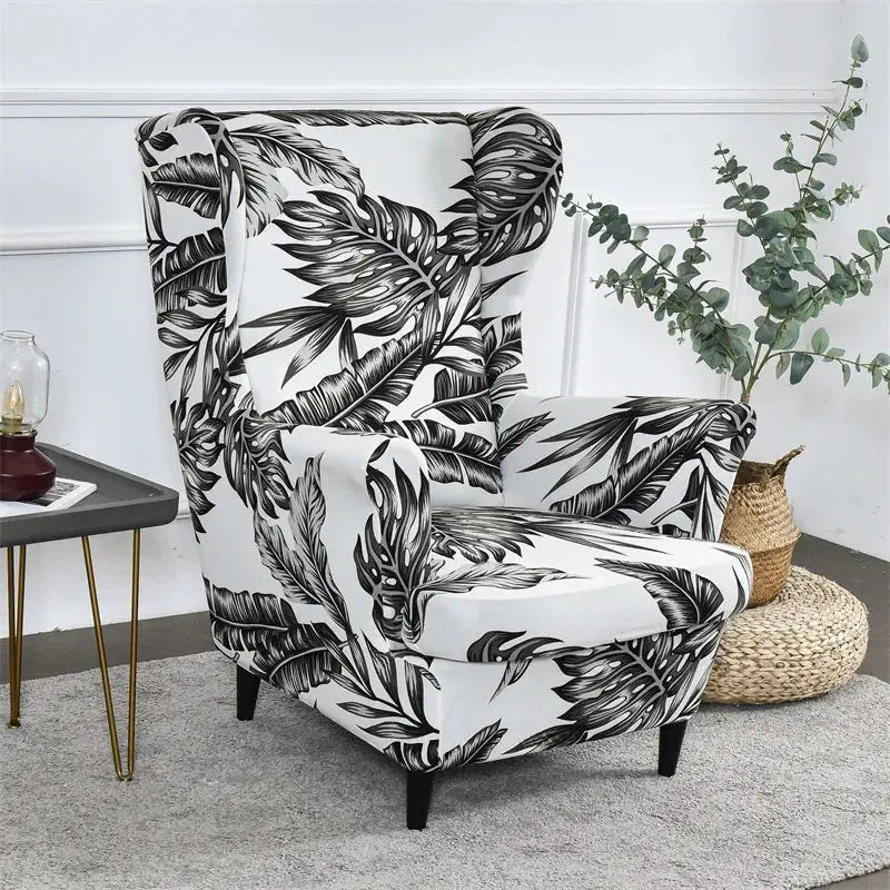 Housse de protection extensible pour fauteuil, fauteuil à ailes de plantes tropicales, en Spandex, style nordique, amovible, pour canapé Housse de France