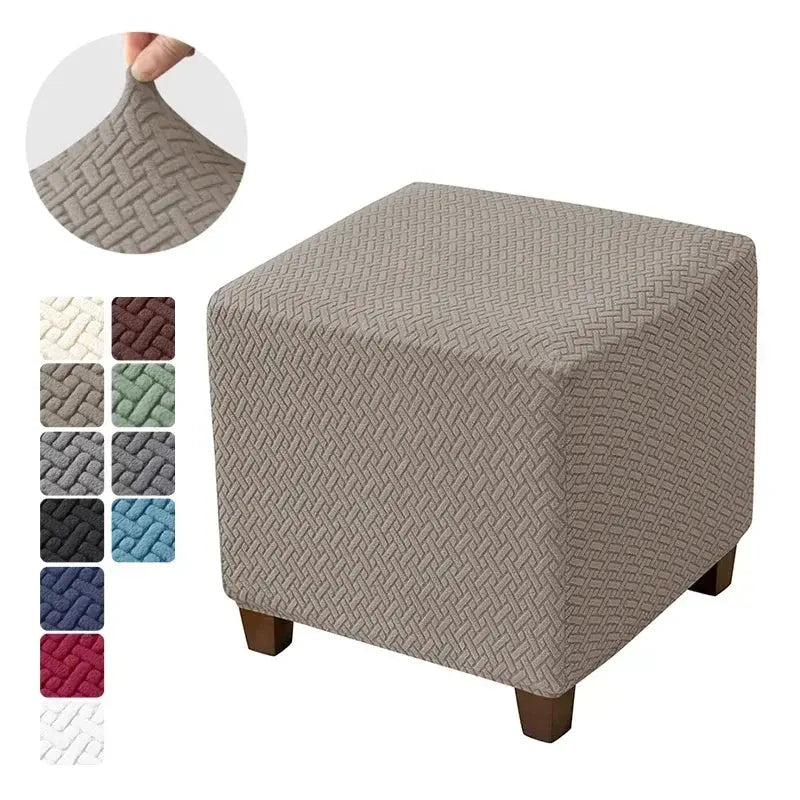 Housse de tabouret ottoman en Jacquard, couvre-pieds carrés élastiques, extensibles, Anti-poussière, tout compris, pour le salon Housse de France