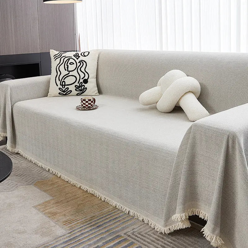 Plaid Canapé Chenille HERRIEX Yb Herringbone Beige-180x380cm