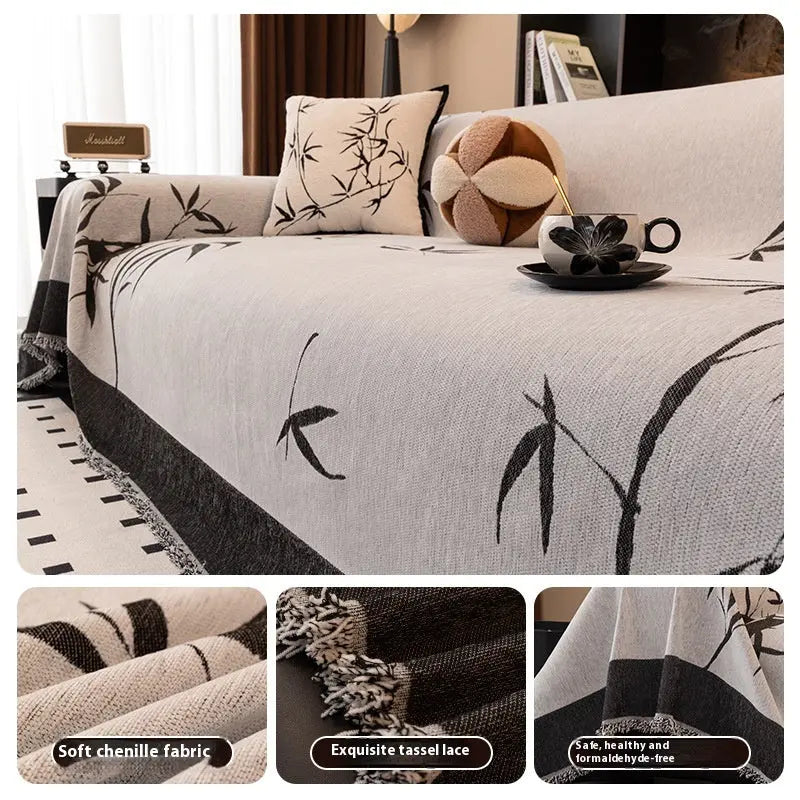 Plaid Canapé Chenille Moderne BAMBOO Gray-90×90cm