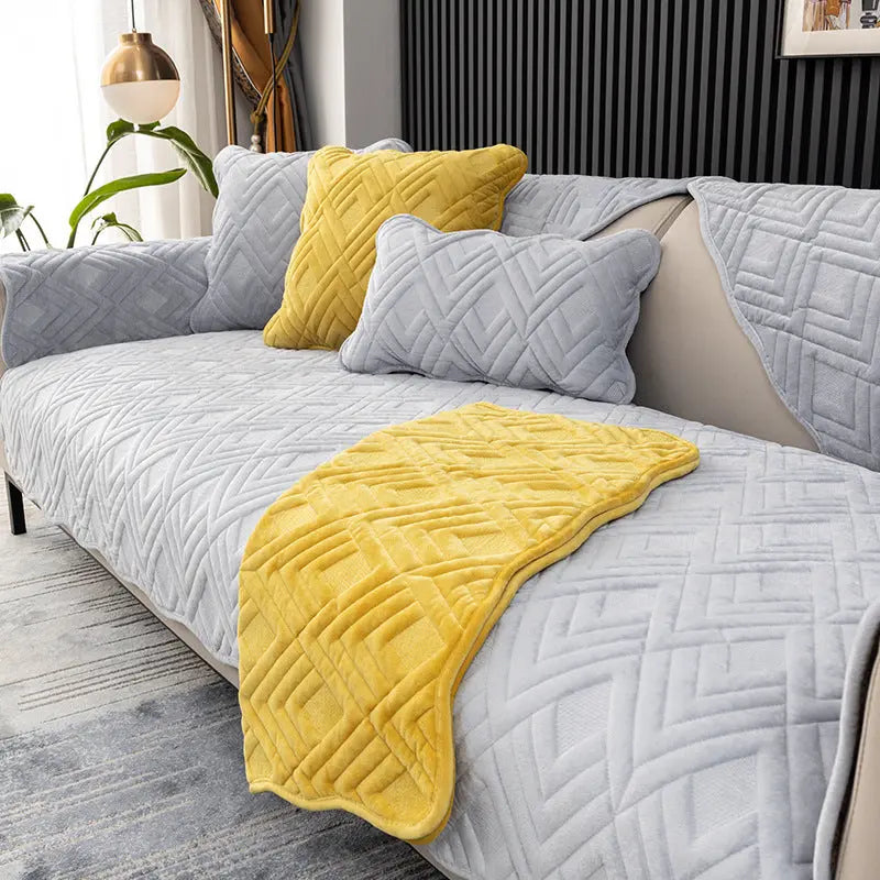 Plaid Canapé Moderne BANAPLU Diamond Light Grey-110x210CM