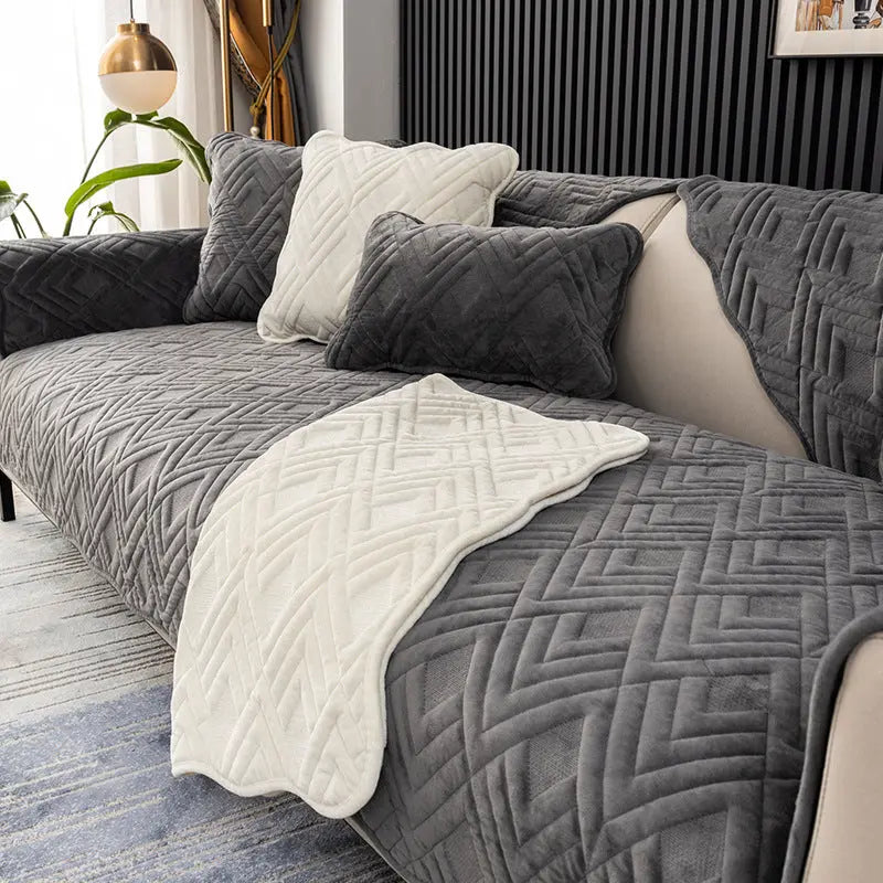 Plaid Canapé Moderne BANAPLU Diamond Dark Grey-70x180CM