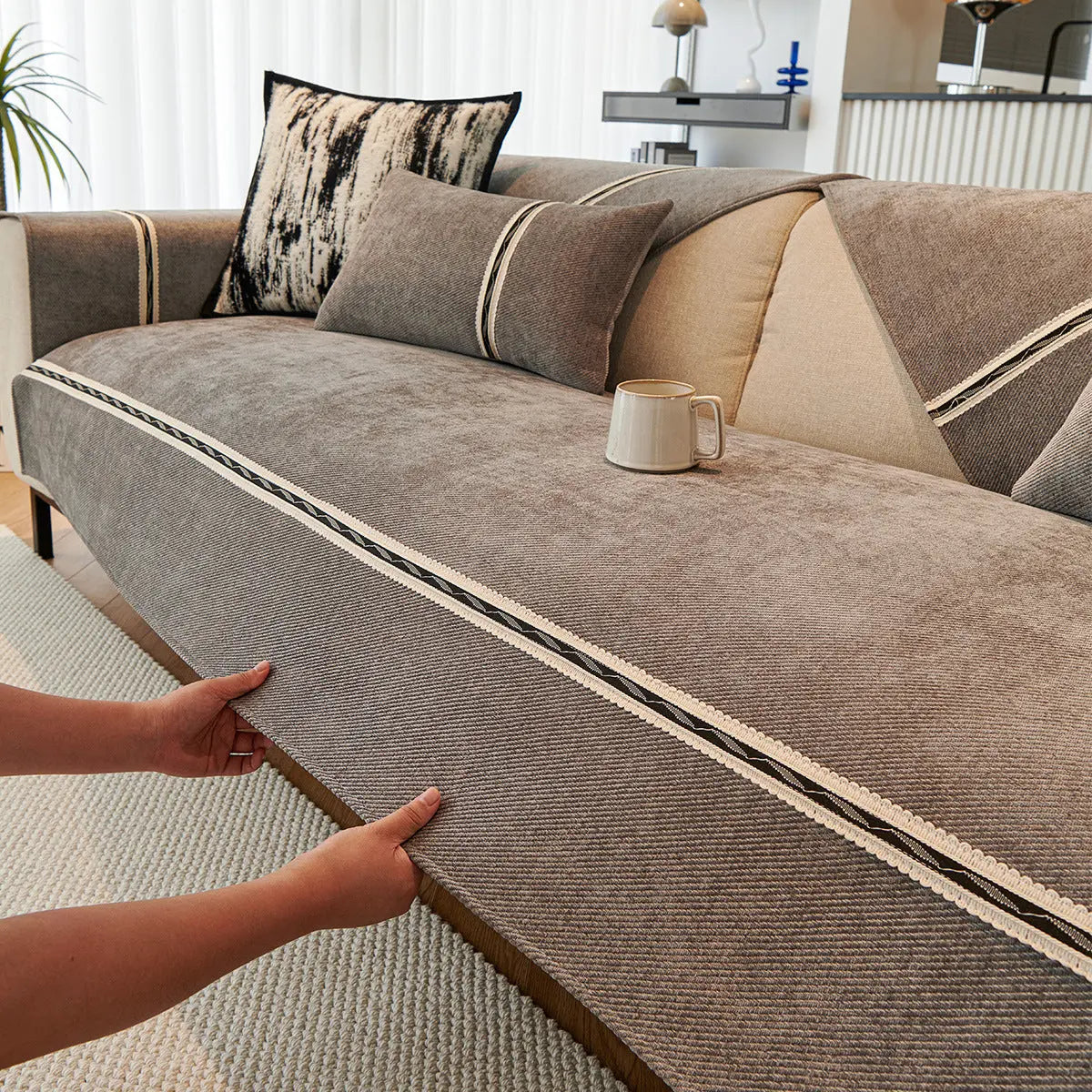 Plaid Canapé Moderne JOLLINE Dark Gray-70x90cm