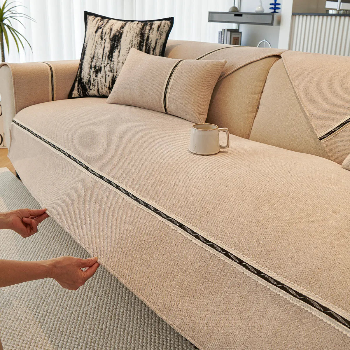 Plaid Canapé Moderne JOLLINE Milky White-70x180cm
