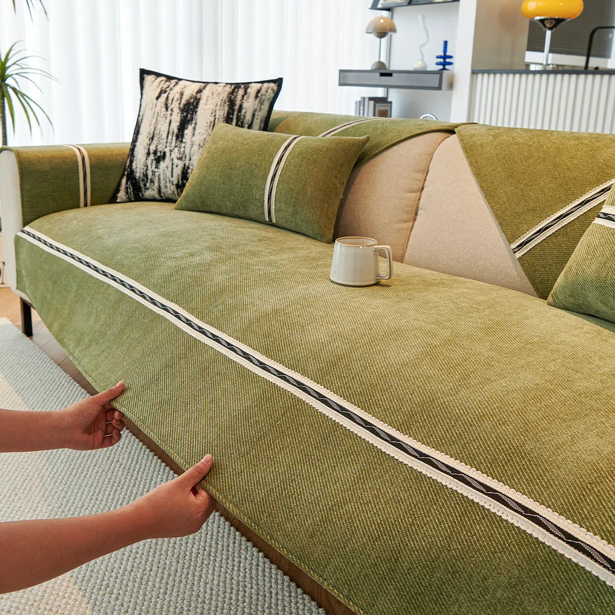 Plaid Canapé Moderne JOLLINE Green-70x90cm