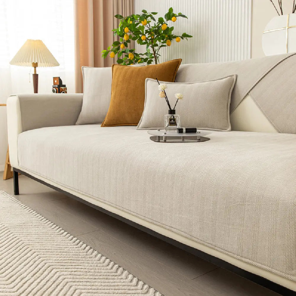 Plaid Canapé Moderne NERRO Beige white-70x150cm