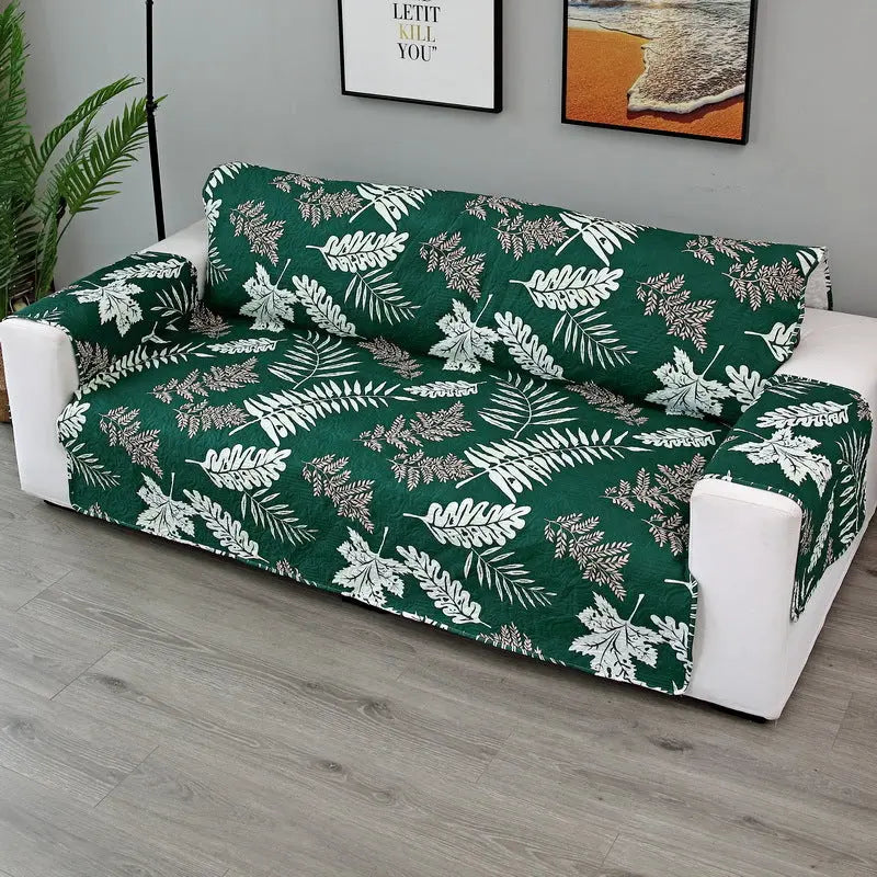 Plaid Canapé Moderne VIVADOW Leaf sofa cover dark green-Double 130x196