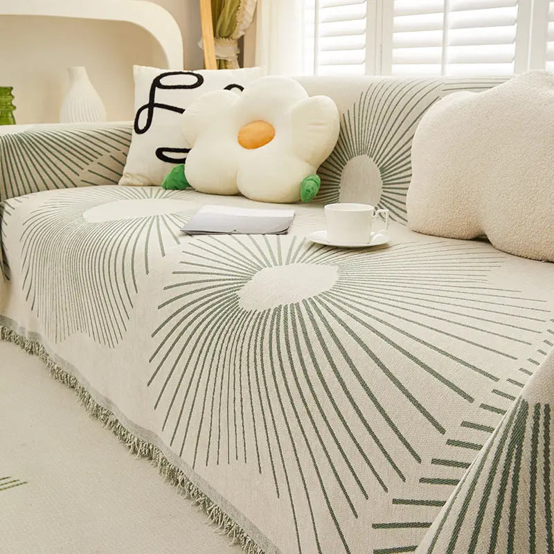 Plaid Canapé Anti-Griffure CHENYE MY2 Nordic Lines Green-180x230cm