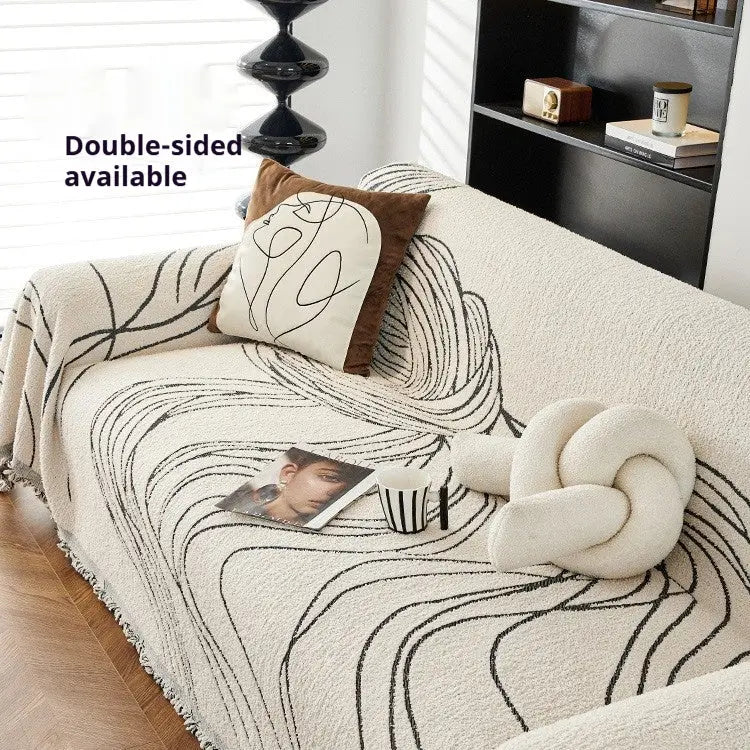 Plaid Canapé Chenille Moderne SIMOLI Minimalist Line Gray-180X420cm