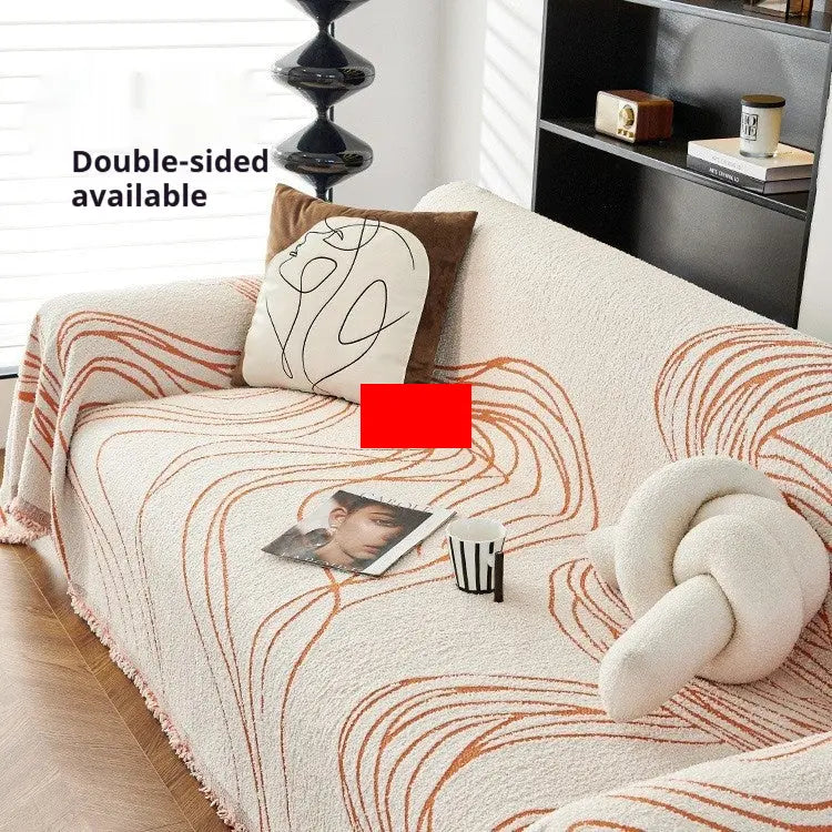 Plaid Canapé Chenille Moderne SIMOLI Minimalist Line Orange-180X280cm