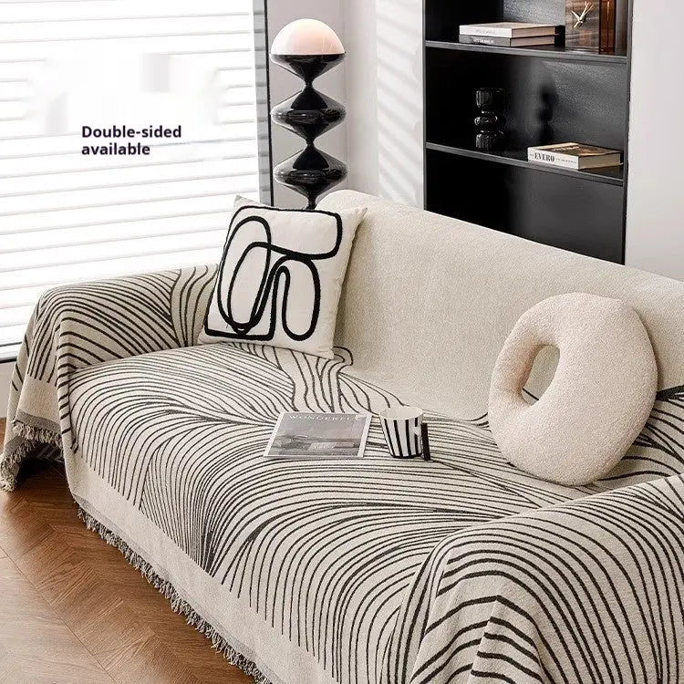 Plaid Canapé Chenille Moderne SIMOLI Line Art Gray-180X300cm