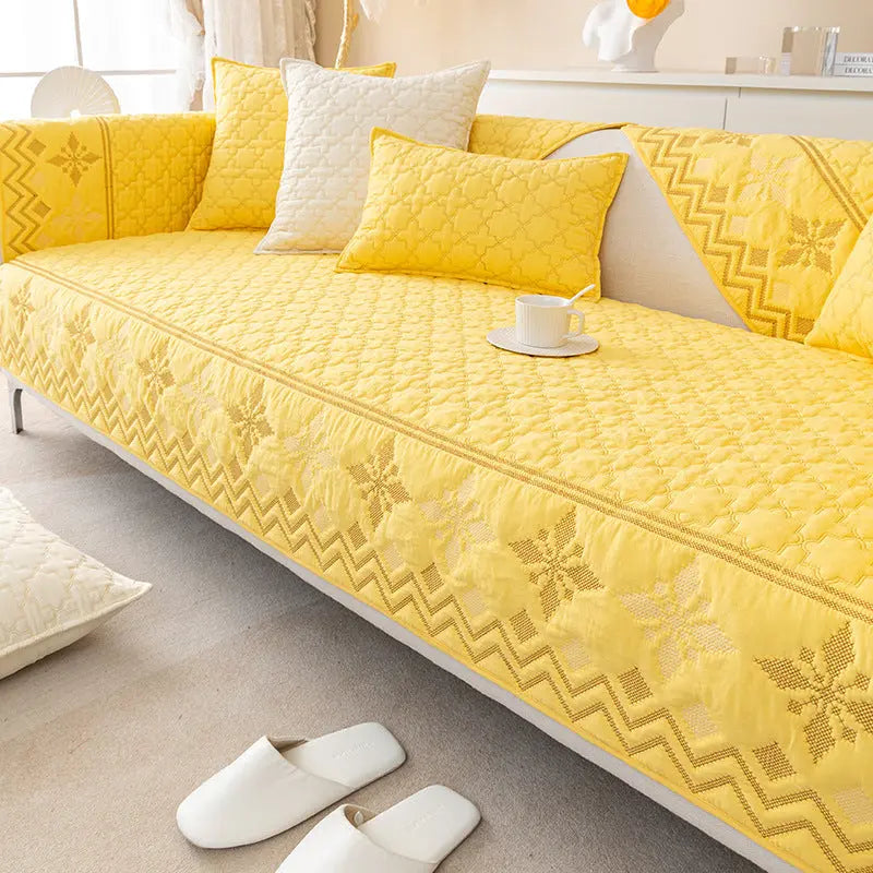 Plaid Canapé Coton Jersey PLAODECO Amorous Feelings Yellow-90X210CM
