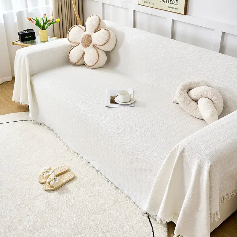 Plaid Canapé Coton Nordic CLOVER Crescent White-180x180cm