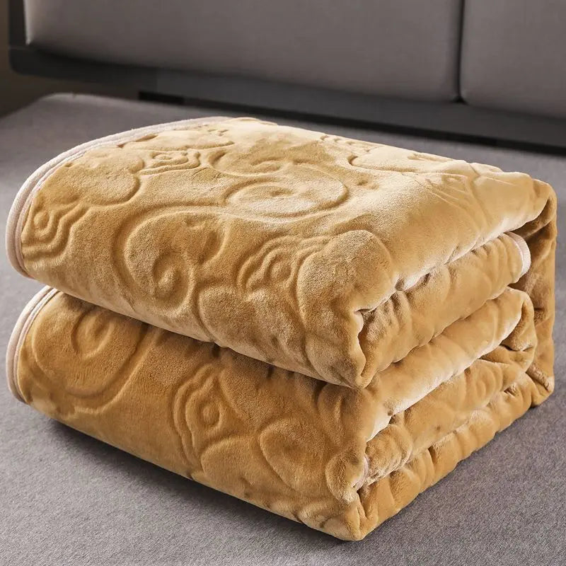 Plaid Canapé Flanelle Moderne ROSILO 150x200cm-Camel color