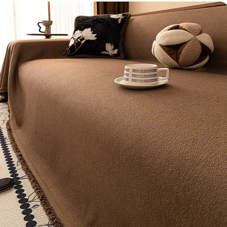 Plaid Canapé Imperméable Chenille ANTELI Teddy Plush Caramel Mocha-180x130cm