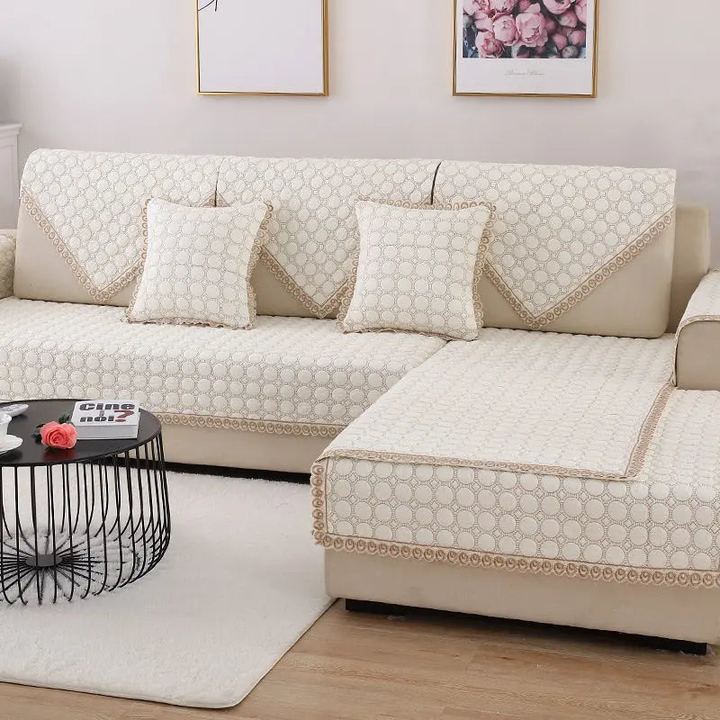 Plaid Canapé Moderne Ensemble FLOREA Happy GardenBeige-70x180