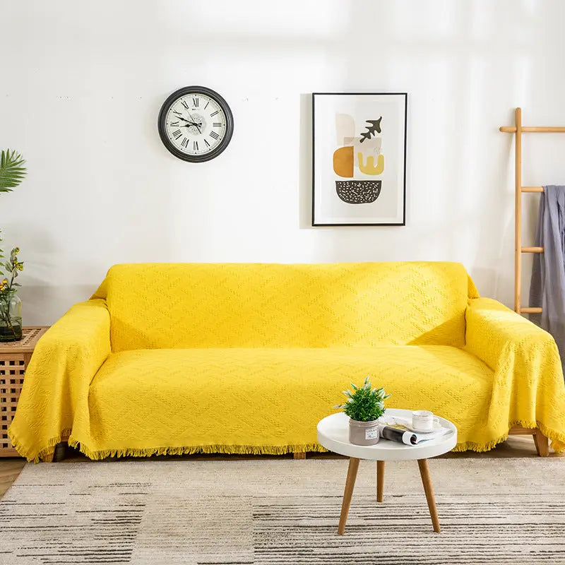 Plaid Canapé Polyester Moderne NORDO Yellow Plaid-180x260cm