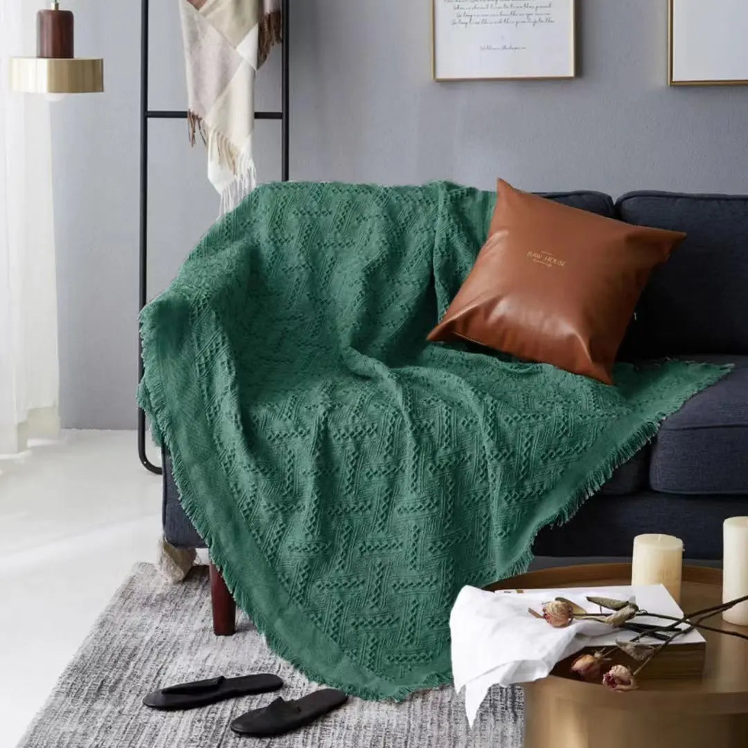 Plaid Canapé Polyester Moderne NORDO Dark green grid-180x230cm