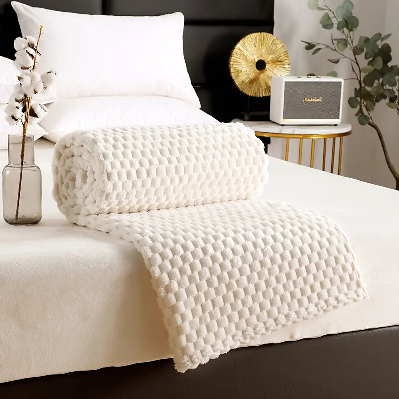 Plaid Canapé Polyester Universel FLANIO Beige-200X230cm-Nude Blanket