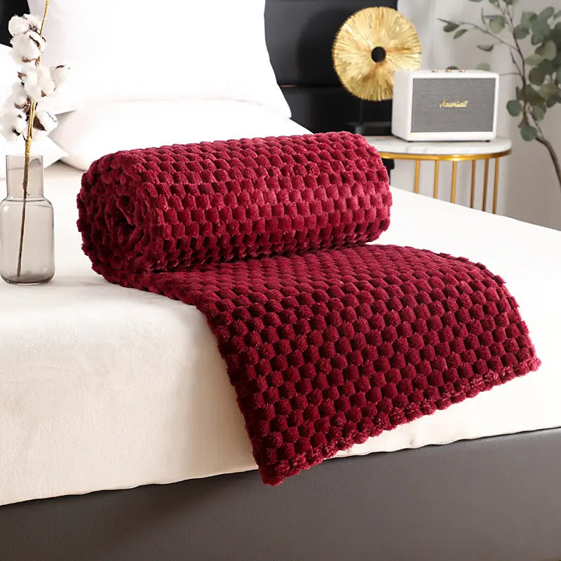 Plaid Canapé Polyester Universel FLANIO Wine Red-70X100cm-Nude Blanket