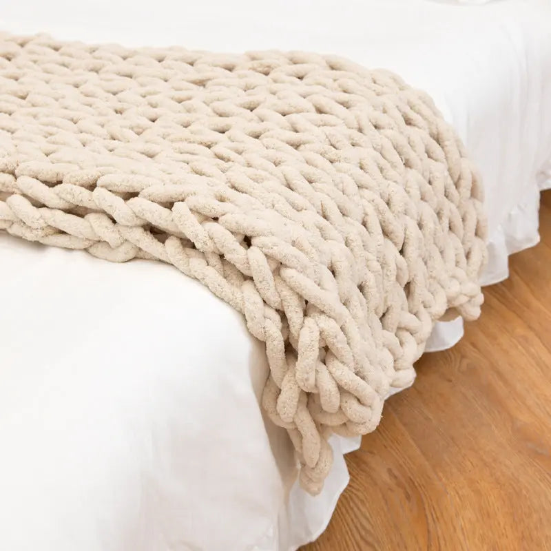 Plaid Canapé Tricot YARNEXA off white-100X150
