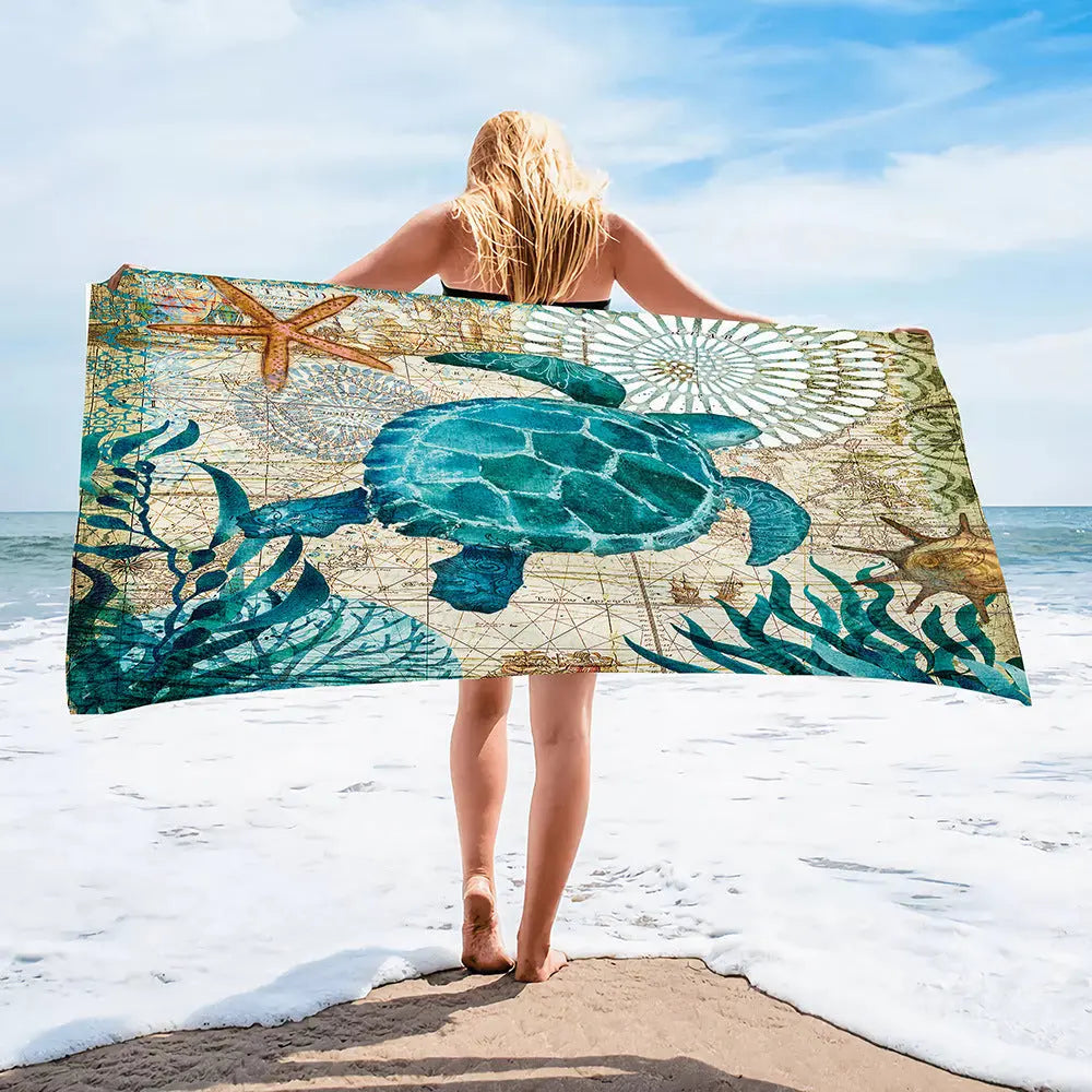 Serviette Plage Imprimée SPLASH Btdz12 Turtle-140cmx70cm
