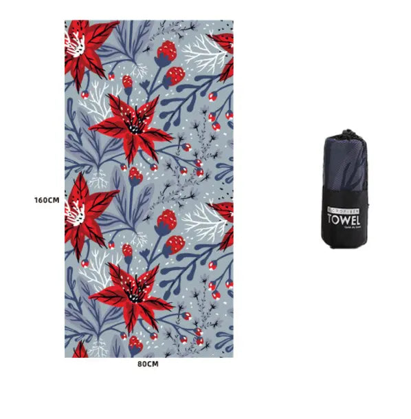 Serviette Plage Microfibre VAIANO Lead grey safflower-80x160cm opp bag